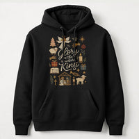 Nativity Doodle Art Hoodie, Glory to the Newborn King Hoodie, Christian Christmas Hoodie, Religious Xmas Hooded Sweatshirt, Holiday Present