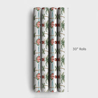 Beach Christmas Gift Wrap, Tropical Santa Wrapping Paper, Coastal Holiday Vacation Wrapping Paper, Palm Tree Summer Wrapping Paper Roll
