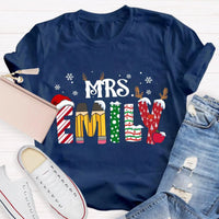 Custom Name Teacher Shirt, Personalized Christmas Teacher T-Shirt, Holiday School Educator Graphic Tee, Xmas Teacher Appreciation Present Tee