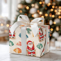 Summer Holiday Christmas Gift Wrap, Tropical Beach Santa Wrapping Paper, Santa on Vacation Wrapping Paper, Coastal Beach Gift Wrap Roll