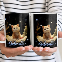 Kitten in Snowy Winter Scene Coffee Mug, Adorable Ginger Cat Christmas Mug, Comfy Holiday Ceramic Cup, Xmas Present for Cat Lovers