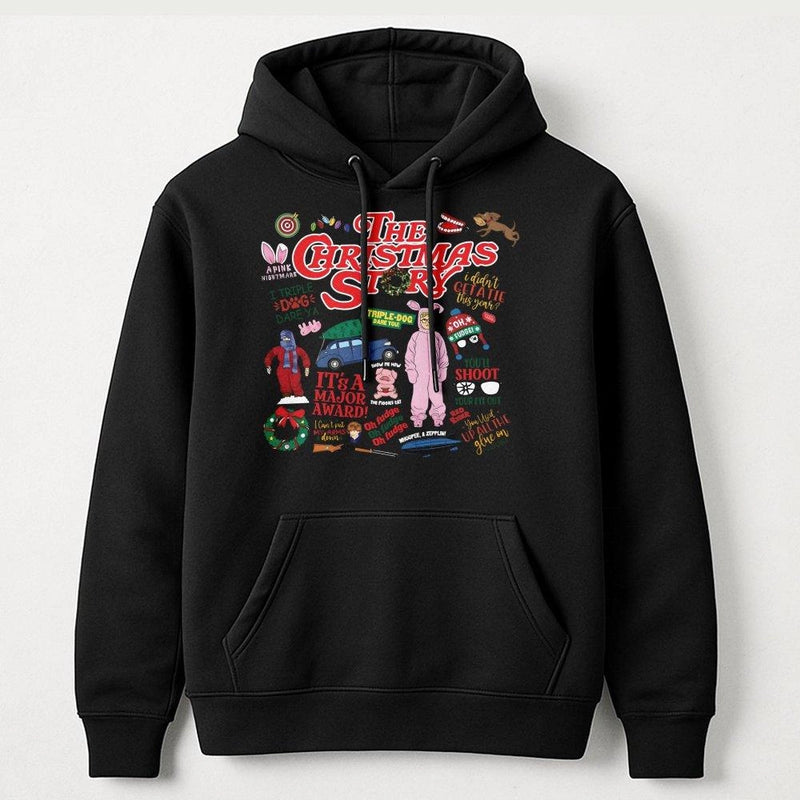 Retro Holiday Quote Hoodie, Christmas Movie Hoodie, Humorous Xmas Graphic Sweatshirt, Comfy Winter Movie Hooded Pullover, Holiday Film Fan Present