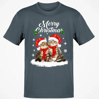Adorable Holiday Kitty Graphic Tee, Merry Christmas Santa Cats T-Shirt, Festive Cat Lover Winter Shirt, Xmas Animal T-Shirt