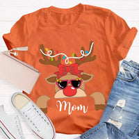 Custom Name Holiday Shirt, Christmas Elk and Bow T-Shirt, Festive Deer Graphic Tee, Personalized Xmas T-Shirt, Matching Family Holiday Present