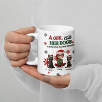 Personalized Pet Lover Holiday Mug, Girl and Her Dogs Christmas Ceramic Mug, Adorable Dog Mom Coffee Cup, Winter Dog Mug, Xmas Pet Owner Present