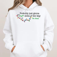Humorous Christmas Lights Hoodie, Just Gonna Jingle Some of the Way Hoodie, Sarcastic Holiday Sweatshirt, Comfy Christmas Humor Pullover Hoodie