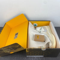 High Top Sneakers, Off White Yellow Colorway, Leather Footwear, Lace Up Design, Casual Gift for Sneaker Fans