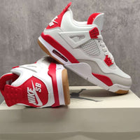 Mid Top Sneakers, Red Colorway, Lace Up Design, Casual Gift for Sneaker Fans