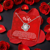 White Gold Finish CZ Crystal Pendant, Love Knot Necklace for Wife, Romantic Wife Love Knot Jewelry from Husband, Christmas Present for Her
