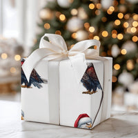Patriotic Santa Hat Gift Wrap, Bald Eagle Christmas Wrapping Paper, American Holiday Wrapping Paper Roll, Veteran Christmas Wrapping Paper