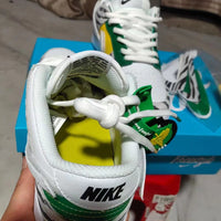 Low Top Sneakers, White Yellow Black Colorway, Glow in the Dark Detail, Lace Up Design, Casual Gift for Sneaker Fans