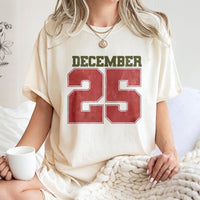 Vintage Distressed Number Graphic Tee, December 25 Christmas T-Shirt, Holiday Season T-Shirt, Retro Xmas Party Shirt, Christmas Present Tee