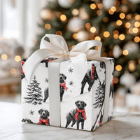 Winter Dog in Red Scarf Gift Wrap, Black Lab Wrapping Paper, Snowy Labrador Christmas Wrapping Paper, Holiday Dog Lover Wrapping Paper