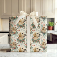 Watercolor Dog Gift Wrap, Golden Retriever Christmas Wrapping Paper, Golden Retriever Holiday Wrapping Paper, Adorable Pet Present Wrap