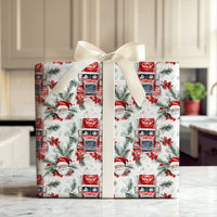 Santa Trucker Christmas Gift Wrap, Red Semi Truck Wrapping Paper, Big Rig Holiday Wrapping Paper, Truck Driver Festive Gift Wrap Roll