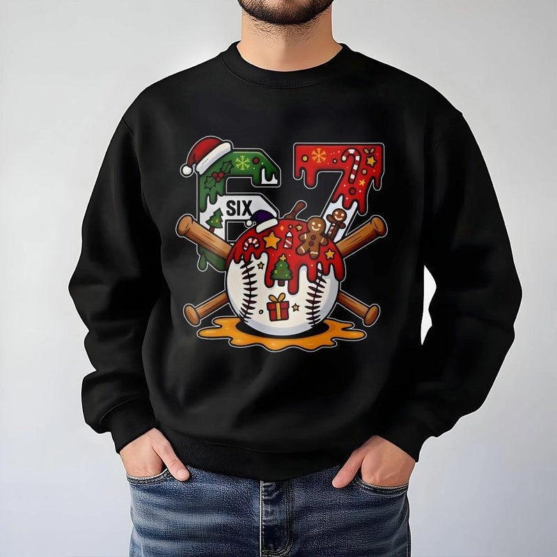 67 Number Baseball Holiday Sweater, Christmas Baseball Sweatshirt, Vintage Baseball Fan Crewneck, Sports Player Christmas Sweatshirt