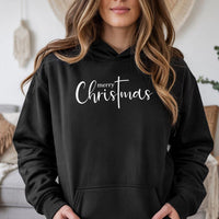 Christian Holiday Graphic Sweatshirt, Merry Christmas Cross Hoodie, Faith Based Scripture Pullover, Religious Xmas Hooded Sweater