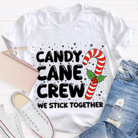Matching Holiday Crew Shirt, We Stick Together Christmas Candy Cane T-Shirt, Adorable Candy Cane Graphic Tee, Winter Christmas Group Tee