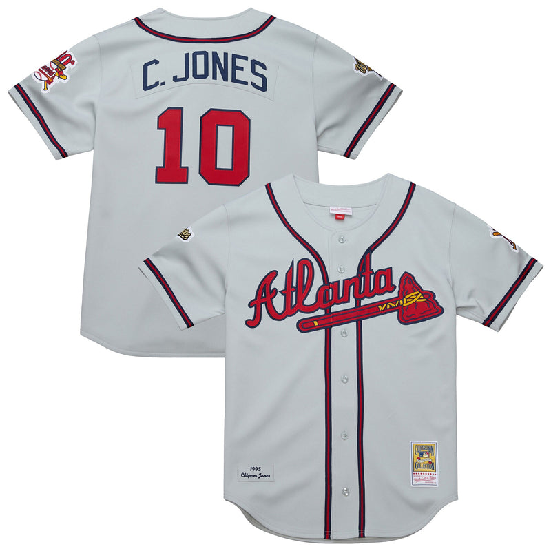 Atlanta Braves Chipper Jones Gray 1995 Throwback Authentic Jersey