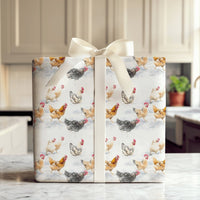 Watercolor Farm Animal Gift Wrap, Chicken Christmas Wrapping Paper, Winter Rooster Wrapping Paper, Rustic Holiday Gift Wrap, Farm Xmas Roll