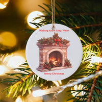 Holiday Hearth Tree Ornament, Comfy Christmas Fireplace Ornament, Ceramic Christmas Ornament, Winter Home Decor Present for Family