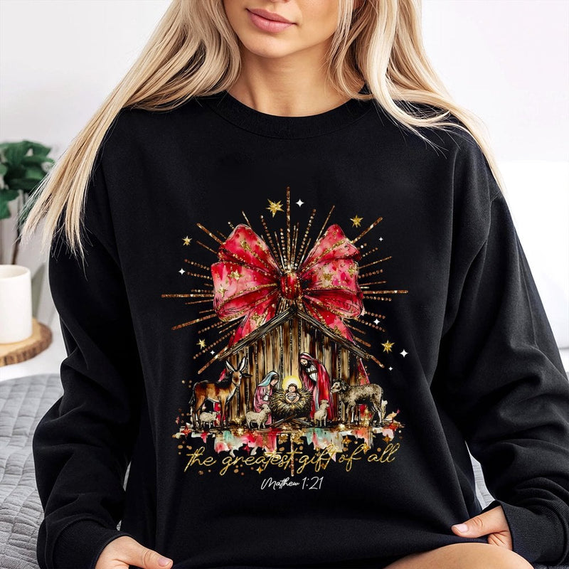 The Greatest Present of All Sweater, Nativity Christmas Sweatshirt, Christian Faith Holiday Sweatshirt, Religious Nativity Crewneck, Xmas Present