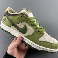 Low Top Skate Shoes, Green Colorway, Lace Up Design, Casual Gift for Shoe Lovers