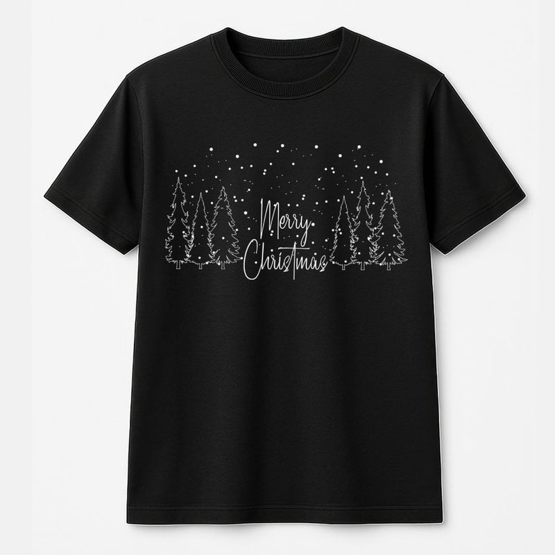 Minimalist Winter Forest Graphic Tee, Merry Christmas Tree T-Shirt, Festive Holiday Pine Tree Shirt, Adorable Xmas Christmas Tree T-Shirt Present