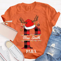 P Is for Para Holiday Shirt, Personalized Para Santa Hat Christmas T-Shirt, Paraprofessional Christmas Tee, Adorable Para Xmas Graphic Shirt