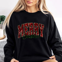 Varsity Lettering Holiday Crewneck, Red Glitter Merry Christmas Sweatshirt, Retro Christmas Sweater, Comfy Pullover, Xmas Present for Women Men