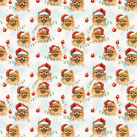 Adorable Santa Dog Gift Wrap, Pomeranian Christmas Wrapping Paper, Festive Puppy Wrapping Paper, Holiday Pet Lover Gift Wrap, Pom Present Paper