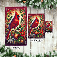 Winter Season Double Sided Lawn Flag, Cardinal Bird Christmas Garden Flag Red Cardinal Holiday Yard Flag, Outdoor Xmas Yard Banner