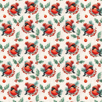 Holly Berries Bird Holiday Gift Wrap, Winter Bullfinch Christmas Wrapping Paper, Festive Nature Present Paper, Elegant Xmas Gift Wrap