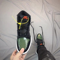 Sneakers, Black Green Orange Colorway, Patent Leather Footwear, Lace Up Design, Casual Gift for Sneaker Fans