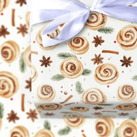 Baker Christmas Gift Wrap, Watercolor Cinnamon Roll Wrapping Paper, Comfy Holiday Baking Wrapping Paper, Sweet Winter Present Paper Roll