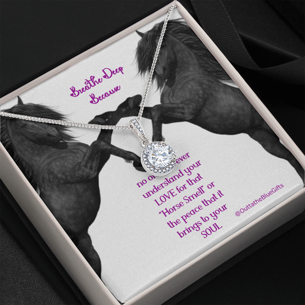 Eternal Hope Equestrian Necklace, Horse Lover Pendant Necklace, Cubic Zirconia Steel Necklace, Horse Rider Christmas Birthday