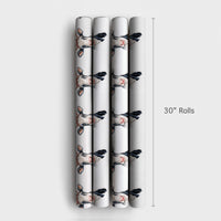 Watercolor Reindeer Antlers Gift Wrap, Christmas Cow Wrapping Paper, Farmhouse Holiday Wrapping Paper, Rustic Xmas Gift Wrap Roll
