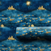 Nativity Christmas Gift Wrap, Starry Night Bethlehem Wrapping Paper, Watercolor Religious Holiday Wrapping Paper, Christian Faith Gift Wrap