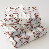 Sports Christmas Gift Wrap, Soccer Santa Claus Wrapping Paper, Football Player Holiday Paper, Soccer Coach Xmas Present Wrapping Paper Roll