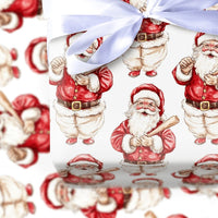 Baseball Christmas Gift Wrap, Watercolor Baseball Santa Wrapping Paper, Sports Holiday Wrapping Paper, Baseball Fan Christmas Gift Wrap Roll