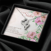 Interlocking Hearts Pendant, Sister Double Heart Necklace, 14K White Gold Stainless Steel Jewelry, Birthday Christmas Present