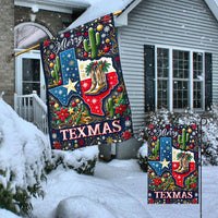 Merry Texmas Double Sided Holiday Yard Flag, Texas Christmas Garden Flag, Lone Star State Festive Flag, Southern Winter Outdoor House Decor