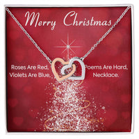 CZ Crystal Heart Pendant, Interlocking Hearts Necklace, Surgical Steel Love Necklace, Romantic Christmas Present for Her, Wife Girlfriend Present