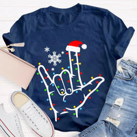 ASL Snowflake Holiday Lights Shirt, Sign Language Christmas T-Shirt, Deaf Community Graphic Tee, ASL Christmas Tee