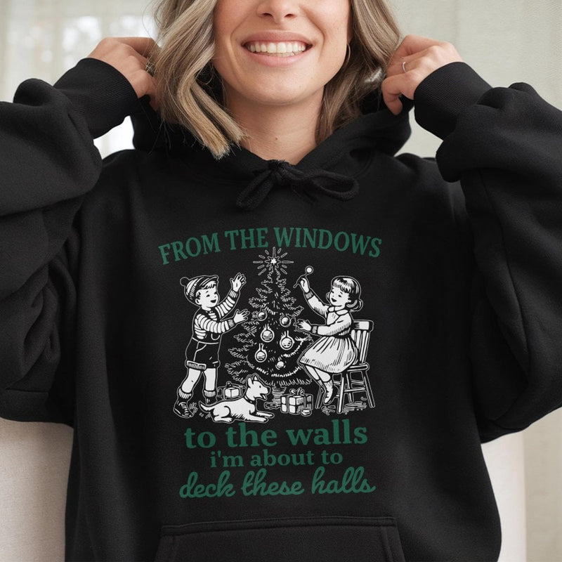 Humorous Christmas Hoodie, Deck the Halls Rap Hoodie, Hip Hop Holiday Hoodie, Xmas Graphic Hooded Sweatshirt, Holiday Present for Music Lovers