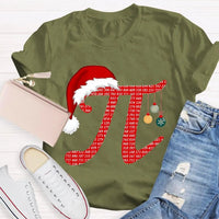 Humorous Math Holiday Graphic Tee, Pi Symbol Santa Hat Christmas T-Shirt, Festive STEM Christmas Shirt, Math Teacher Student Present