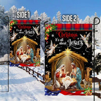 Its All About Jesus Holy Family Yard Flag, Christmas Nativity Garden Flag, Christian Holiday Outdoor Flag, Double-Sided Religious Decor