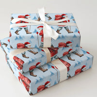 Watercolor Outdoor Santa Wrapping Paper, Hiking Santa Christmas Wrapping Paper, Winter Hiker Claus Wrapping Paper, Nature Lover Gift Wrap