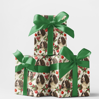 Dog Lover Holiday Gift Wrap, English Springer Spaniel Christmas Wrapping Paper, Puppy Pet Pattern Wrapping Paper, Festive Winter Gift Wrap