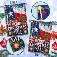 Merry Christmas Y'all Yard Flag, Texas Christmas Garden Flag, Double-Sided Lone Star Holiday Flag